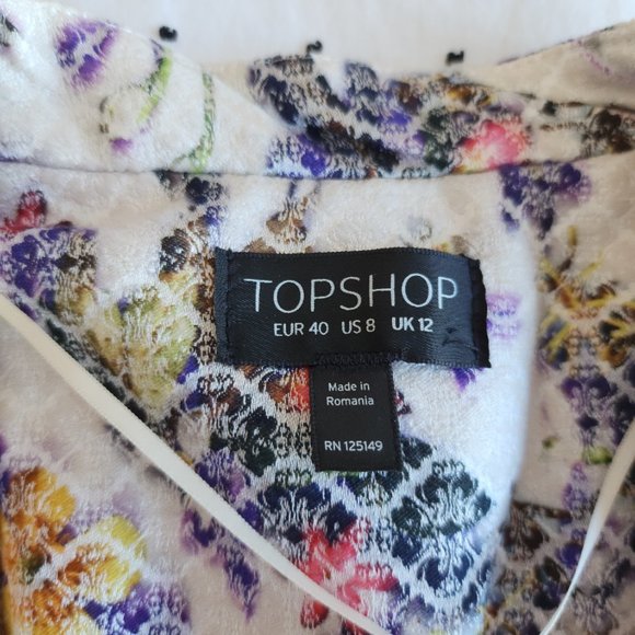 Topshop Women's Open Front Blazer with Floral Print, Size 8 - Picture 2 of 6